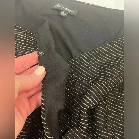 Shinestar black & metallic gold striped dressy tank, large - Picture 5 of 9